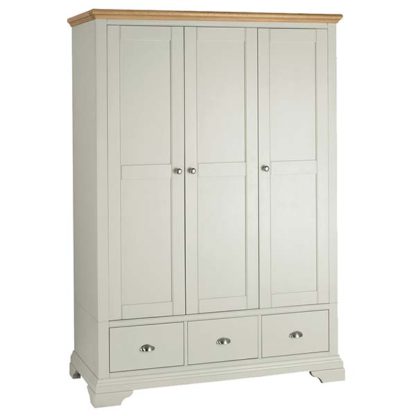 An Image of Carrington Triple Wardrobe Soft Grey and Oak