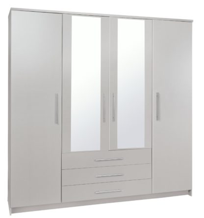 An Image of Argos Home Normandy 4 Door 3 Drawer Mirror Wardrobe - Grey