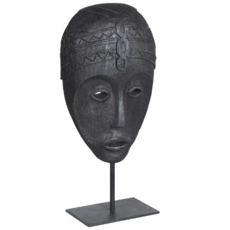 An Image of Carved Zig Zag Mask with Stand, Black