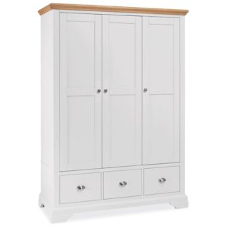 An Image of Carrington Triple Wardrobe, Ivory and Oak