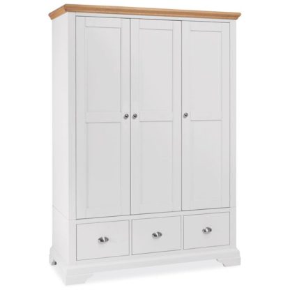 An Image of Carrington Triple Wardrobe, Ivory and Oak