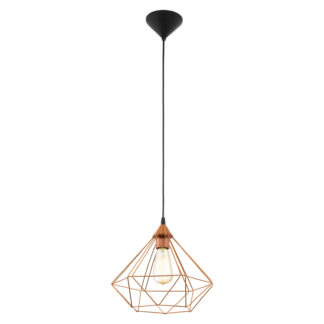 An Image of Eglo Tarbes Large Pendant Light - Copper