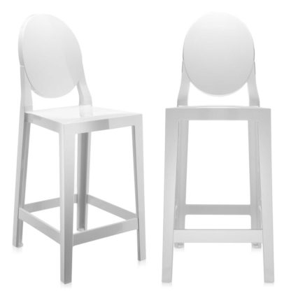 An Image of Pair of Kartell One More Counter Stools, Black