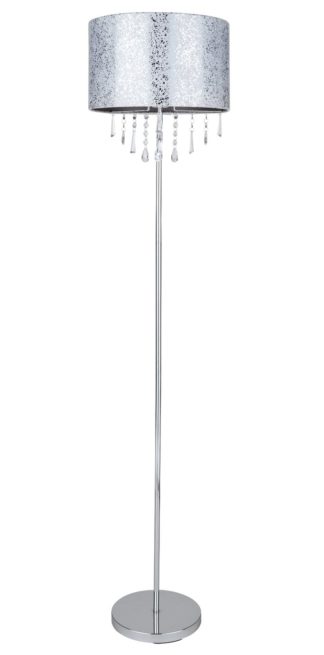 An Image of Argos Home Beaded Stick Floor Lamp - Suede and Silver Foil
