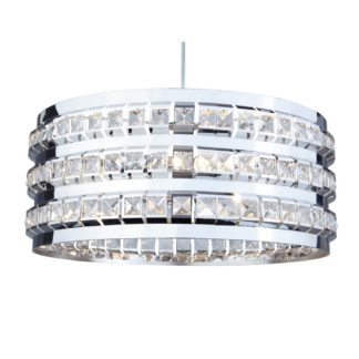 An Image of Julia 2 Light Beaded Pendant Light - Chrome and Clear