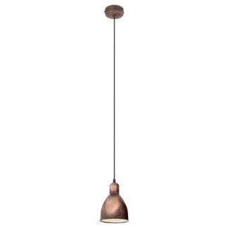 An Image of Eglo Priddy 1 Pendant Ceiling Light - Antique Copper