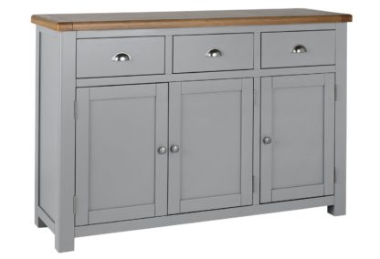 An Image of Habitat Kent 3 Door 3 Drawer Sideboard - Light Grey