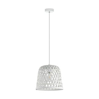 An Image of EGLO Kirkcolm Wicker Style Pendant White