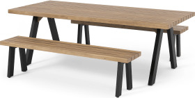 An Image of Bosco Garden Dining Bench Set, Acacia & Black