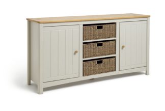 An Image of Habitat Bournemouth 2 Door Wicker Sideboard - Light Grey