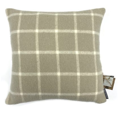 An Image of Country Living Wool Check Cushion - 50x50cm - Latte