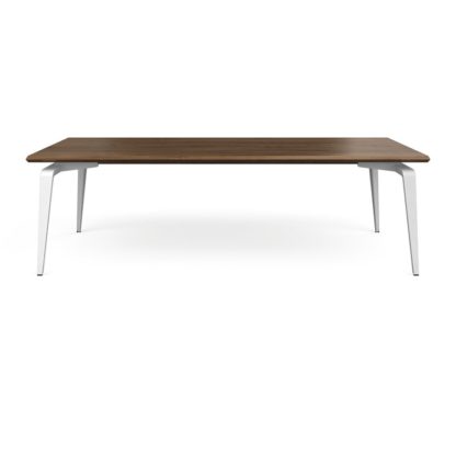 An Image of Ligne Roset ODESSA DINING TABLE EUROPEAN WALNUT 180 x 98cm White Legs