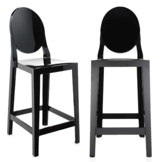 An Image of Pair of Kartell One More Counter Stools, Black