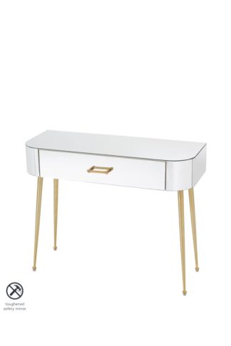An Image of Mason Mirrored Console Table – Brushed Gold Legs