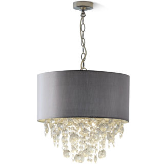 An Image of Wedmore Ceiling Light with Crystal Droplets - Grey