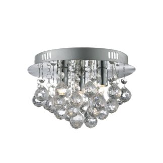 An Image of 3 Light Flush Ceiling Light - Chrome & Clear Acrylic