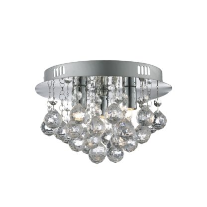 An Image of 3 Light Flush Ceiling Light - Chrome & Clear Acrylic