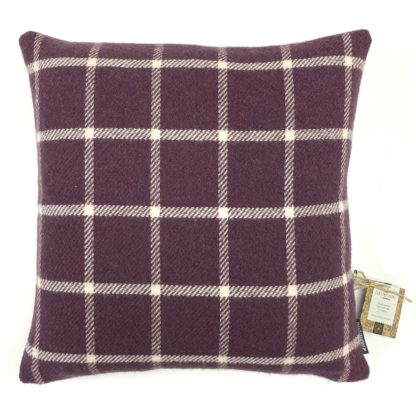 An Image of Country Living Wool Check Cushion - 50x50cm - Grape