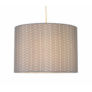 An Image of Hadley Herringbone Geometric Printed Lamp Shade - Blue & Ivory