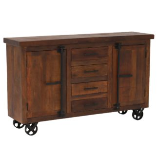 An Image of Little Tree Furniture Hyatt Canning Sideboard with Wheels, Dark Finish