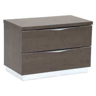 An Image of Lutyen Large Bedside Table, Grey and Taupe