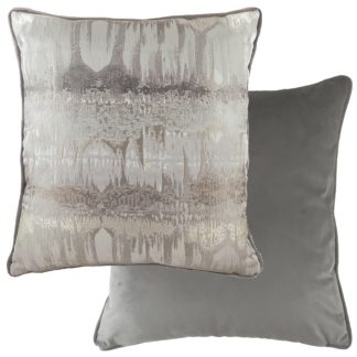 An Image of Metallic Piped Printed Cushion - Steel