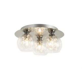 An Image of Isabella 3 Light Flush Fitting - Chrome and Glass