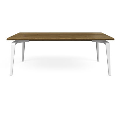 An Image of Ligne Roset ODESSA DINING TABLE EUROPEAN WALNUT 180 x 98cm White Legs