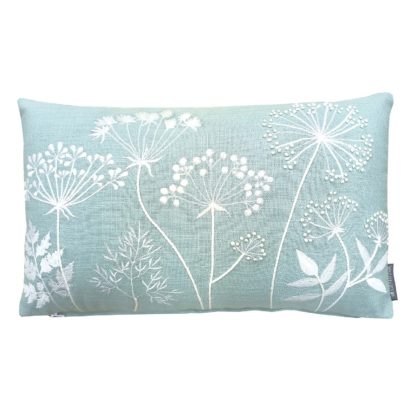 An Image of Country Living Meadow Embroidered Cushion - 30x50cm - Duck Egg