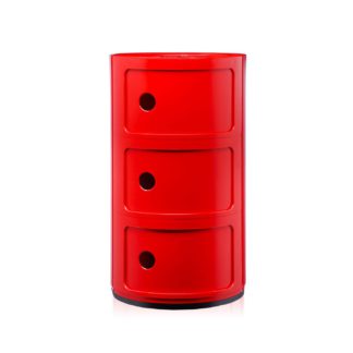 An Image of Kartell Componibili Cabinet 3 Element Red