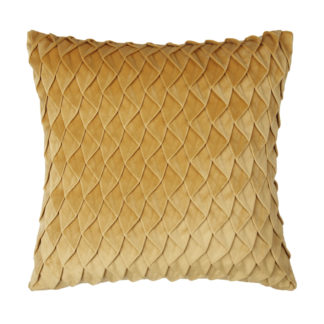 An Image of Velvet Pintuck Cushion - Honey