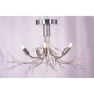 An Image of Gin Gin 5 Light Beaded Pendant Light - Chrome and Clear