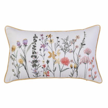 An Image of Embroidered Floral Cushion - 30x50cm