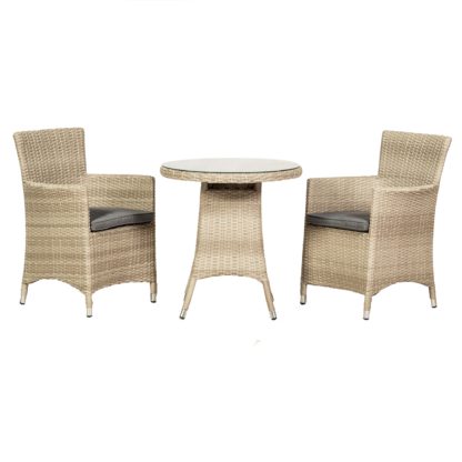 An Image of Lisbon 2 Seater Carver Bistro Set Sand