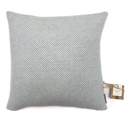 An Image of Country Living Wool Herringbone Cushion - 50x50cm - Duck Egg