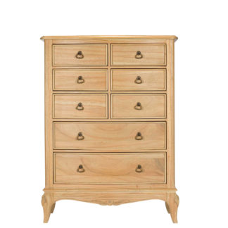 An Image of Lille Wooden 8 Drawer Tall Wide Chest, Natural Mindi