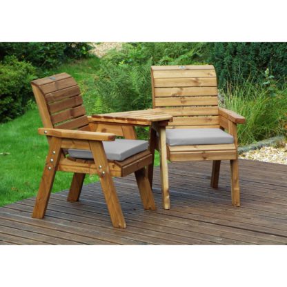 An Image of Charles Taylor 2 Seater Angled Twin Companion Set with Grey Seat Pads Light Grey