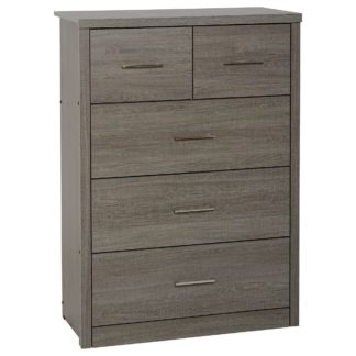 An Image of Lennon Grey 5 Drawer Chest Black