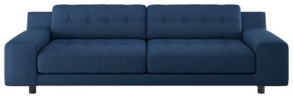 An Image of Habitat Hendricks 4 Seater Fabric Sofa - Blue