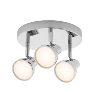 An Image of Verve Design Chrome Apollo 3 x 5W Round Plate LED Spotlight