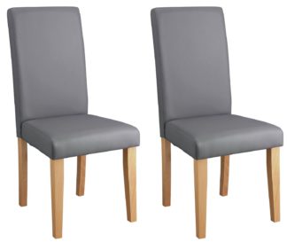 An Image of Argos Home Pair of Midback Dining Chairs - Grey