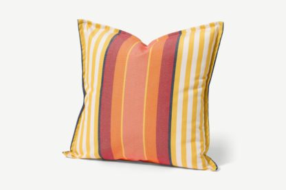 An Image of Artiga Outdoor Cushion, 40 x 40cm, Orange & Yellow Stripe