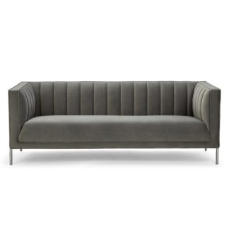 An Image of Bellamy Velvet 3 Seater Sofa - Grey Grey
