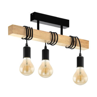 An Image of Eglo Townshend Flush Light - Black & Brown