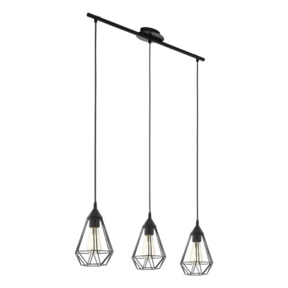 An Image of Eglo Tarbes 3 Light Pendant Light - Black