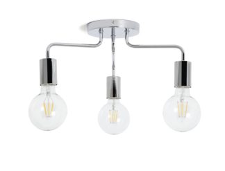 An Image of Habitat Rayner 3 Arm Flush to Ceiling Light - Chrome