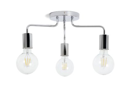 An Image of Habitat Rayner 3 Arm Flush to Ceiling Light - Chrome