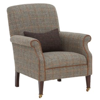 An Image of Harris Tweed Bowmore Chair, Bracken Herringbone