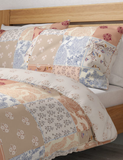 An Image of M&S Cotton Mix Patchwork Print Bedding Set