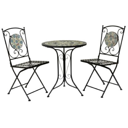 An Image of Blue Mosaic Bistro Set Light Blue